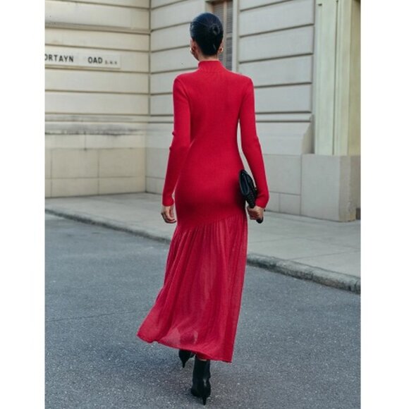 Commense Mock Neck Pleated Panel Sweater Dress NWT, Size S - Picture 3 of 17